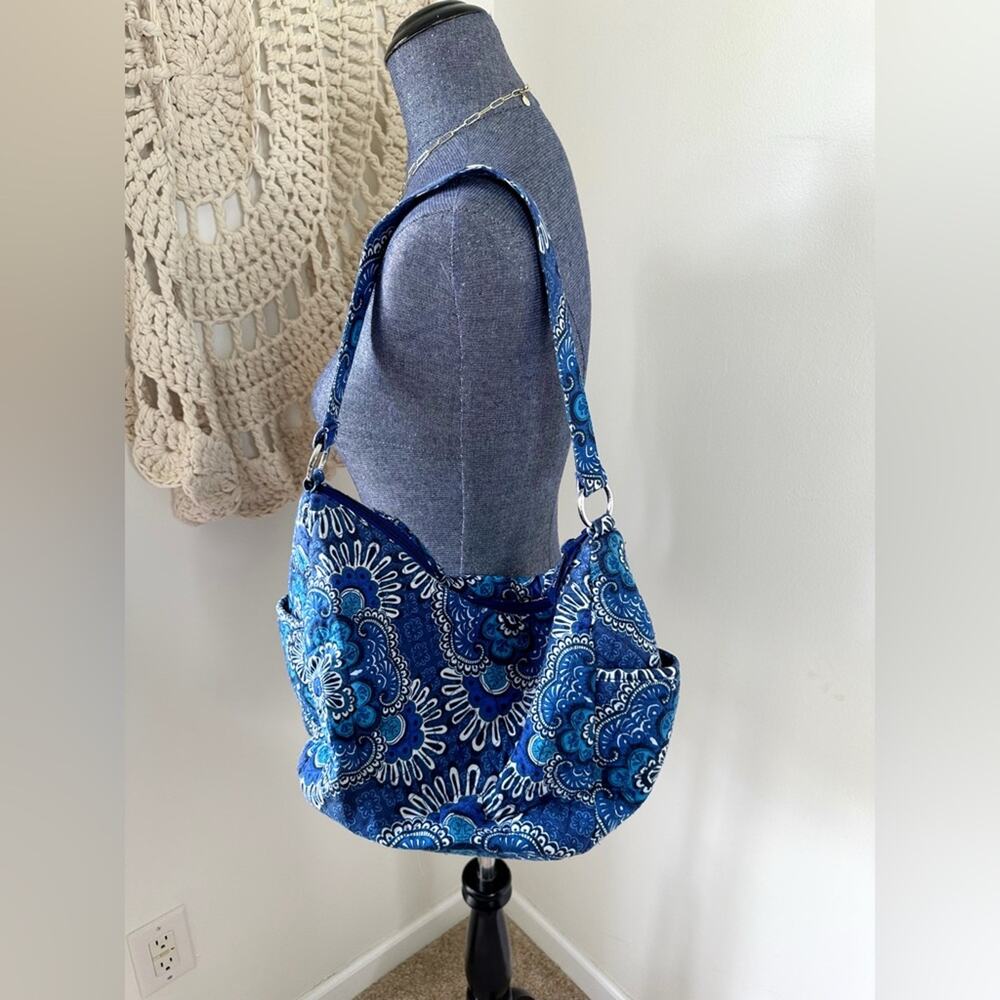 Vera Bradley Blue Tapestry Paisley Floral Slouchy Shoulder Bag